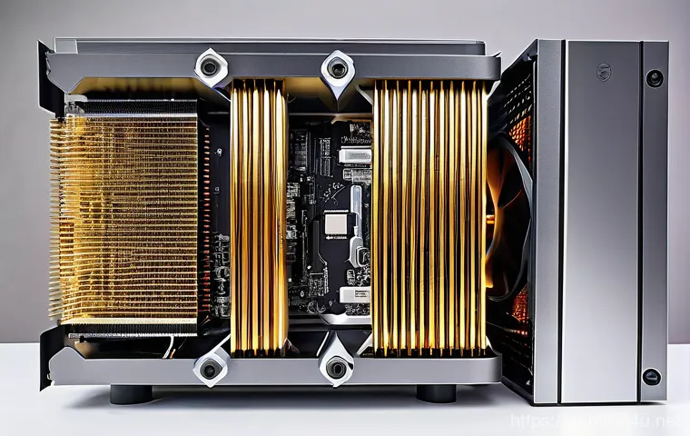 PC 온도 모니터링 소프트웨어 - **Prompt:** "A vibrant, artistic, close-up shot of the internal components of a high-performance des...