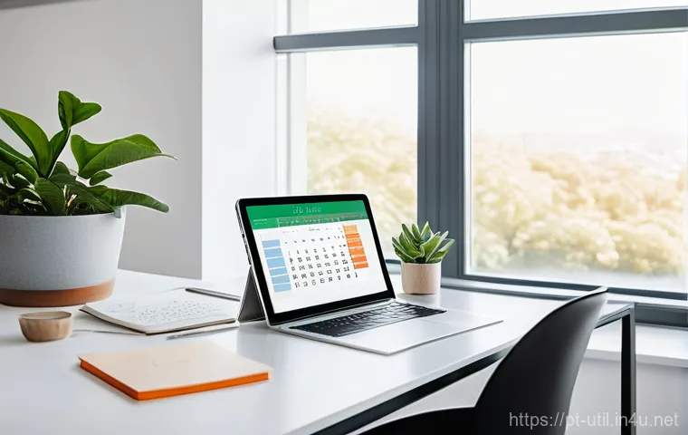 캘린더 관리 소프트웨어 비교 - **Prompt: The Harmonious Digital Workspace**
A tranquil and highly organized modern professional...