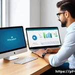 Home 19 컴퓨터 파일 검색 유틸리티 추천 - A modern, bright home office setup with a Portuguese-speaking professional using a Windows laptop fo...