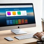 Home 18 중복 파일 제거 프로그램 추천 - A modern home office scene showing a diverse adult user interacting with an intuitive duplicate file...